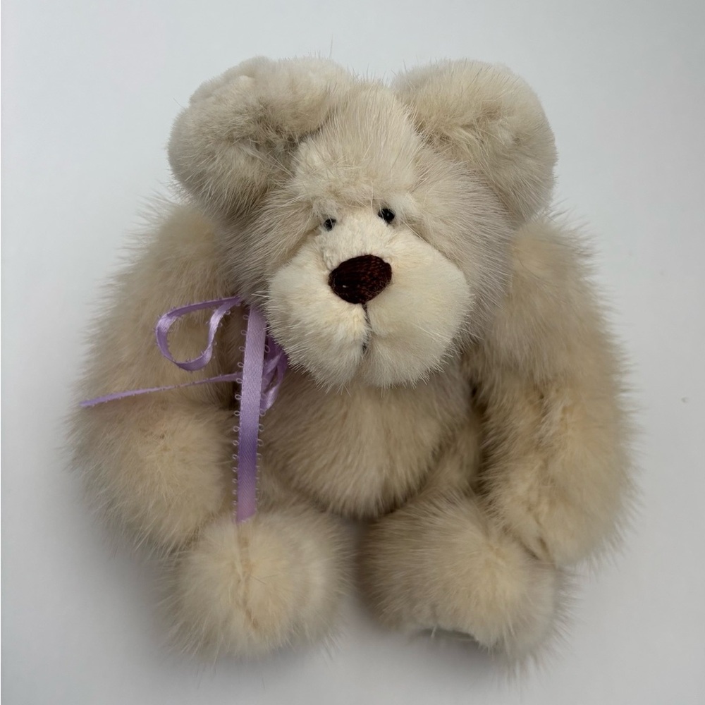 Vintage Handmade Angie Roger 1999  Mink Fur Glass Eyes Jointed Teddy Bear Signed